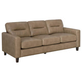 Scotland Faux Leather Upholstered Track Arm Sofa Brown | Brown | 504667