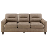 Scotland Faux Leather Upholstered Track Arm Sofa Brown | Brown | 504667
