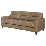 Scotland Faux Leather Upholstered Track Arm Sofa Brown | Brown | 504667