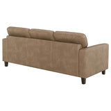 Scotland Faux Leather Upholstered Track Arm Sofa Brown | Brown | 504667