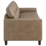 Scotland Faux Leather Upholstered Track Arm Sofa Brown | Brown | 504667