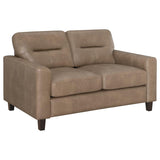 Scotland Faux Leather Upholstered Track Arm Loveseat Brown | Brown | 504668