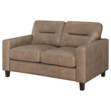 Scotland Faux Leather Upholstered Track Arm Loveseat Brown | Brown | 504668
