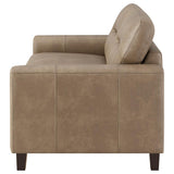 Scotland Faux Leather Upholstered Track Arm Loveseat Brown | Brown | 504668