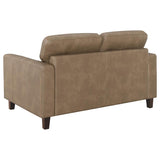 Scotland Faux Leather Upholstered Track Arm Loveseat Brown | Brown | 504668