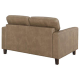 Scotland Faux Leather Upholstered Track Arm Loveseat Brown | Brown | 504668