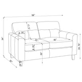 Scotland Faux Leather Upholstered Track Arm Loveseat Brown | Brown | 504668