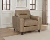 Scotland Faux Leather Upholstered Track Arm Chair Brown | Brown | 504669
