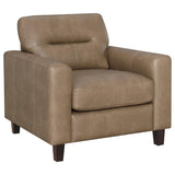 Scotland Faux Leather Upholstered Track Arm Chair Brown | Brown | 504669