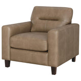 Scotland Faux Leather Upholstered Track Arm Chair Brown | Brown | 504669
