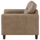 Scotland Faux Leather Upholstered Track Arm Chair Brown | Brown | 504669