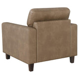 Scotland Faux Leather Upholstered Track Arm Chair Brown | Brown | 504669