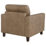 Scotland Faux Leather Upholstered Track Arm Chair Brown | Brown | 504669