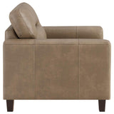 Scotland Faux Leather Upholstered Track Arm Chair Brown | Brown | 504669