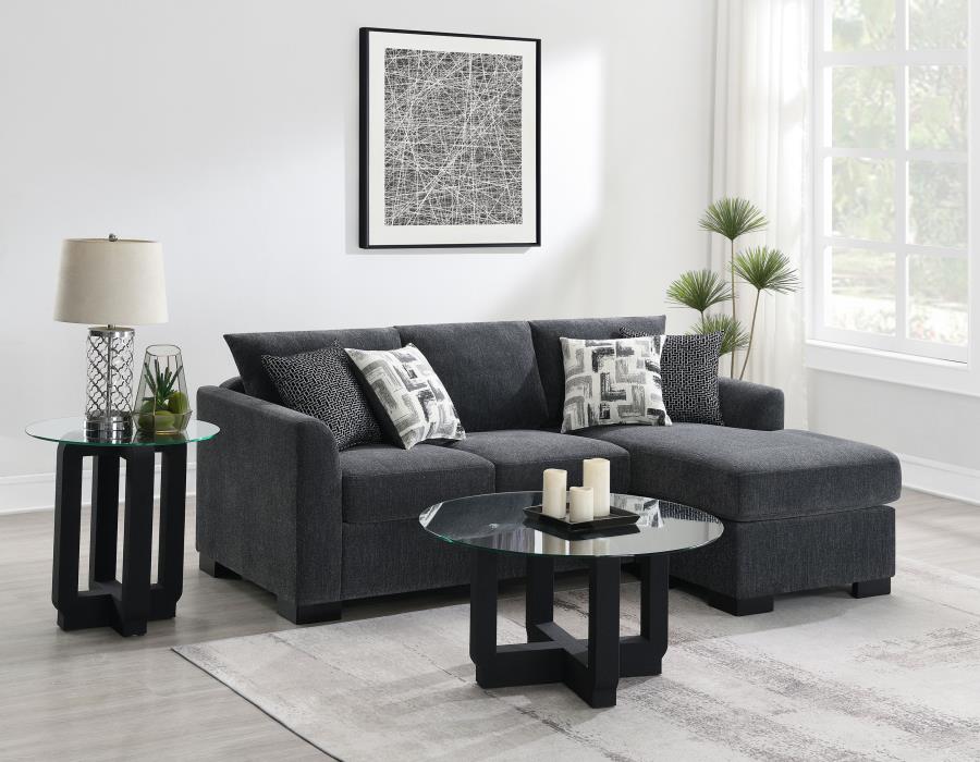 Storey Upholstered Sleeper Sectional Chaise Sofa Dark Grey | Grey | Dark Grey | 504777