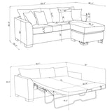 Storey Upholstered Sleeper Sectional Chaise Sofa Dark Grey | Grey | Dark Grey | 504777