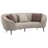 Ellorie Upholstered Channel Back Curved Sofa Beige | Full | Beige | 504837