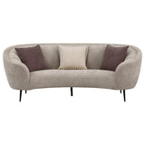 Ellorie Upholstered Channel Back Curved Sofa Beige | Full | Beige | 504837