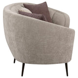 Ellorie Upholstered Channel Back Curved Sofa Beige | Full | Beige | 504837