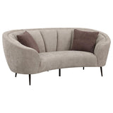 Ellorie Upholstered Channel Back Curved Loveseat Beige | Beige | 504838
