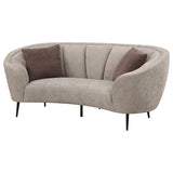Ellorie Upholstered Channel Back Curved Loveseat Beige | Beige | 504838