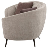 Ellorie Upholstered Channel Back Curved Loveseat Beige | Beige | 504838