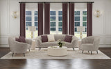 Ellorie Upholstered Channel Back Curved Loveseat Beige | Beige | 504838