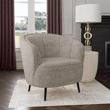 Ellorie Upholstered Channel Back Curved Chair Beige | Beige | 504839
