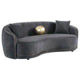 Brookside Velvet Upholstered Curved Sofa Dark Grey | Grey | Dark Grey | 504844