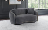 Brookside Velvet Upholstered Curved Loveseat Dark Grey | Grey | Dark Grey | 504845