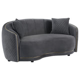 Brookside Velvet Upholstered Curved Loveseat Dark Grey | Grey | Dark Grey | 504845