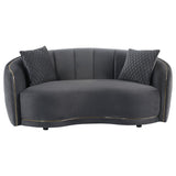 Brookside Velvet Upholstered Curved Loveseat Dark Grey | Grey | Dark Grey | 504845