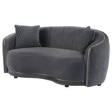 Brookside Velvet Upholstered Curved Loveseat Dark Grey | Grey | Dark Grey | 504845