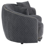 Brookside Velvet Upholstered Curved Loveseat Dark Grey | Grey | Dark Grey | 504845