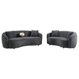 Brookside Velvet Upholstered Curved Loveseat Dark Grey | Grey | Dark Grey | 504845