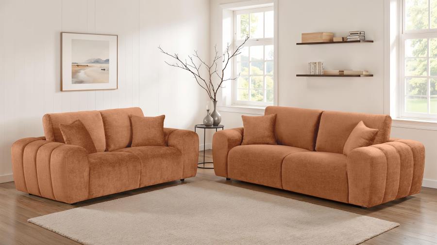 Burnett 2-piece Chenille Upholstered Sofa Set Burnt Orange | Orange | Burnt Orange | 504951-S2