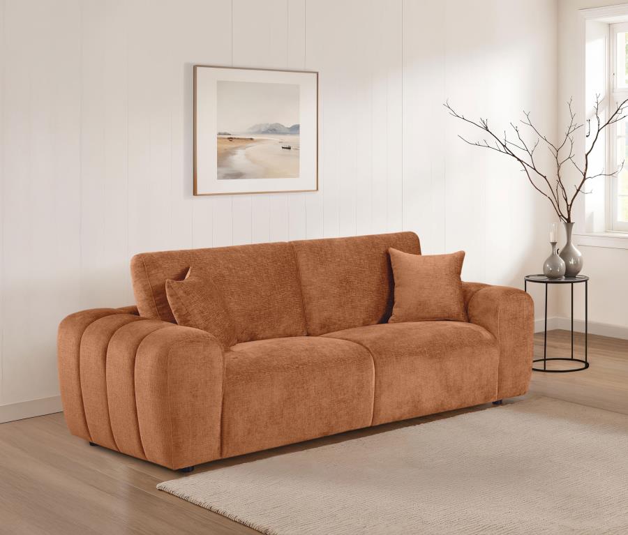 Burnett Chenille Upholstered Wide Arm Sofa Burnt Orange | Orange | Burnt Orange | 504951