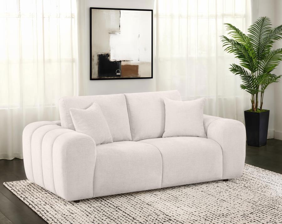 Burnett Chenille Upholstered Wide Arm Loveseat Ivory | Ivory | 504956