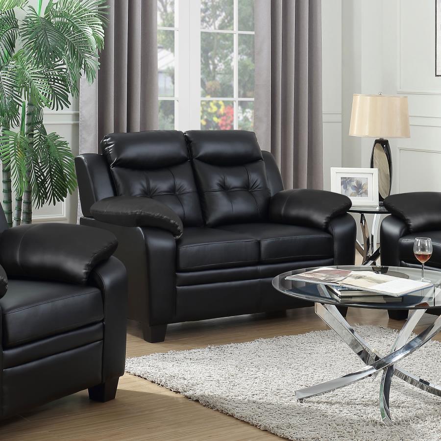 Finley Upholstered Padded Arm Tufted Loveseat Black | Black | 506552