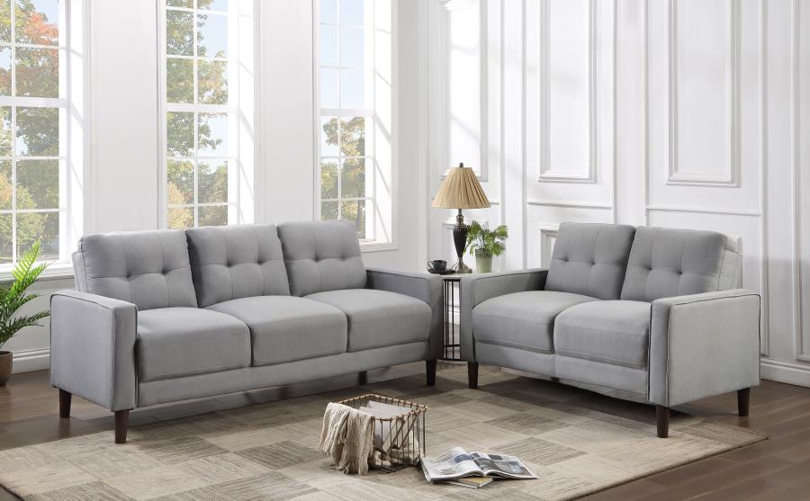 Bowen 2-piece Upholstered Track Arm Tufted Sofa Set Grey | Grey | 506781-S2