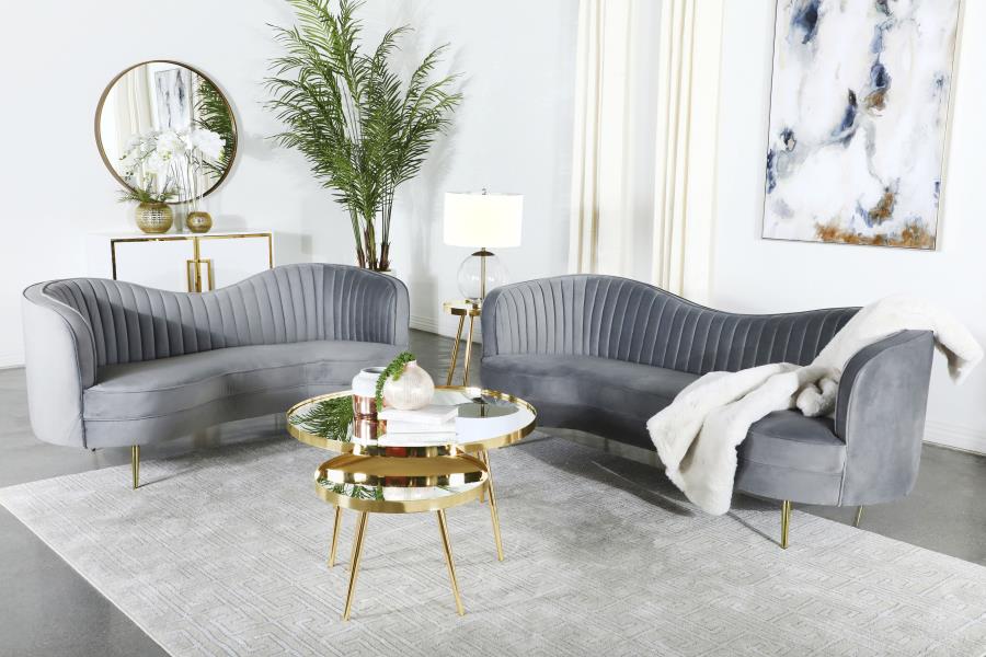 Sophia 2-piece Upholstered Channel Tufted Sofa Set Grey | 506864-S2