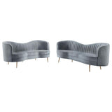 Sophia 2-piece Upholstered Channel Tufted Sofa Set Grey | 506864-S2