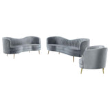 Sophia 3-piece Upholstered Channel Tufted Sofa Set Grey | 3-piece | 506864-S3