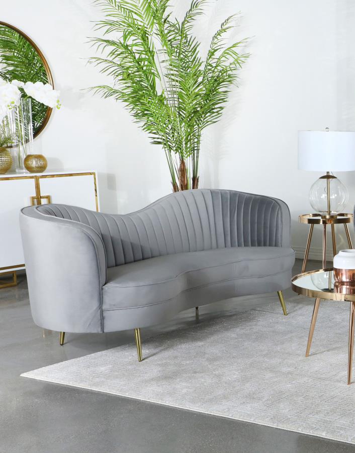 Sophia Upholstered Channel Tufted Sofa Grey | Full | Grey | 506864