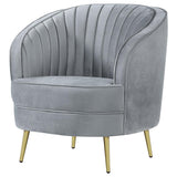 Sophia Upholstered Channel Tufted Barrel Accent Chair Grey | Grey | 506866