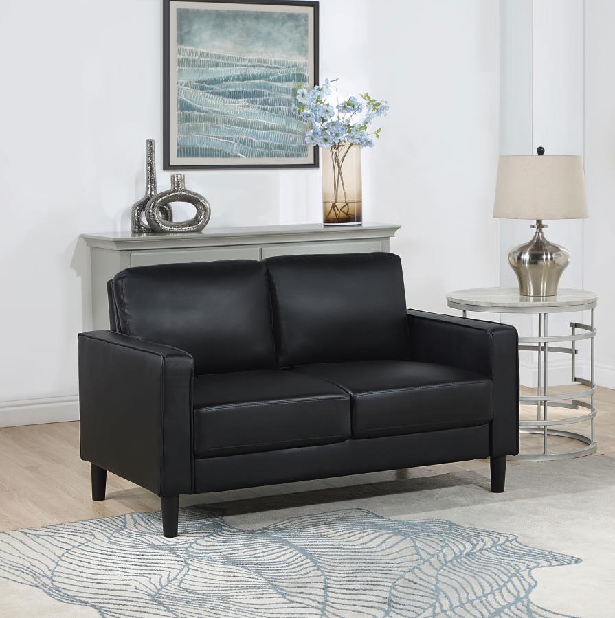 Ruth Upholstered Track Arm Loveseat Black | King | Black | 508362