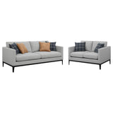 Apperson 2-piece Upholstered Track Arm Sofa Set Light Grey | Grey | Light Grey | 508681-S2