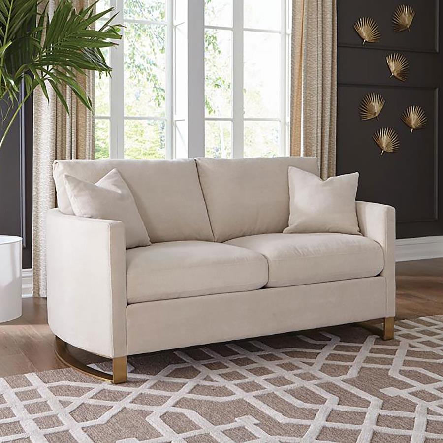Corliss Upholstered Curved Track Arm Loveseat Beige | Beige | 508822