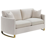 Corliss Upholstered Curved Track Arm Loveseat Beige | Beige | 508822