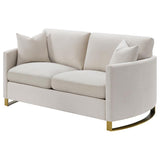 Corliss Upholstered Curved Track Arm Loveseat Beige | Beige | 508822
